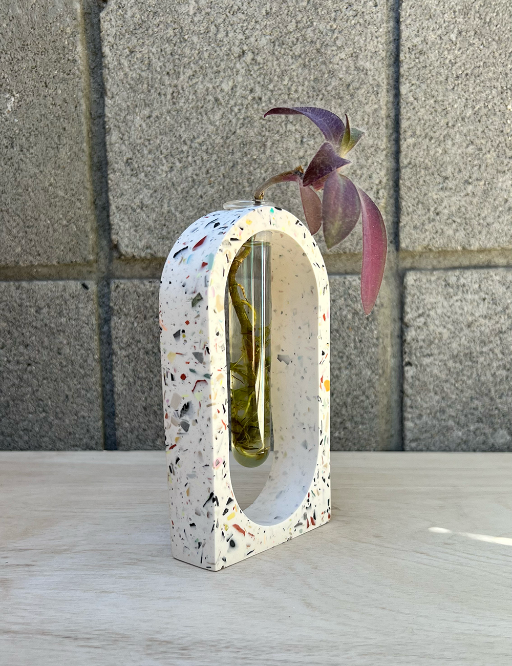 One of a Kind White Terrazzo Arch Propagation Station