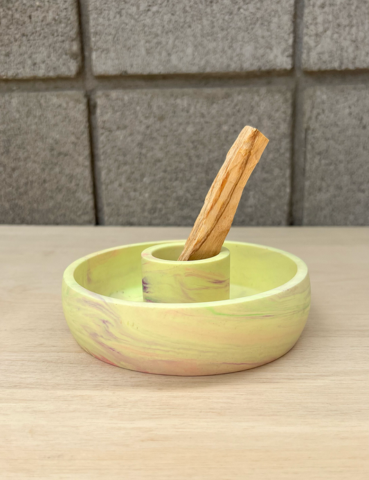 One of a Kind Yellow Swirl Smudge Dish