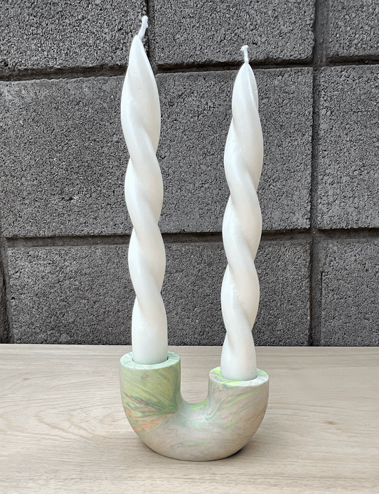 One of a Kind Neon Swirl U-Shape Candle Holder
