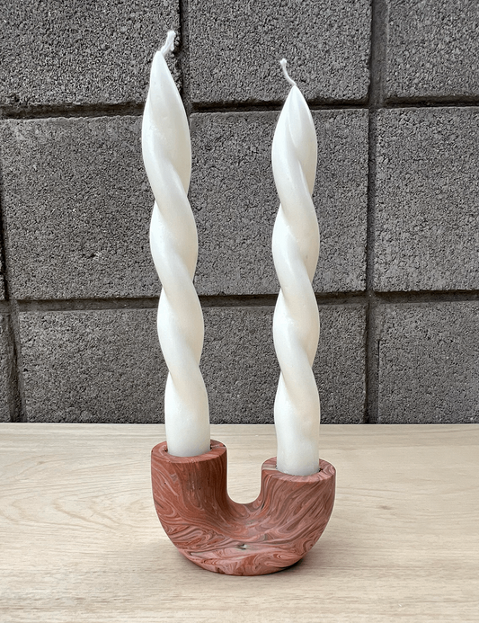 One of a Kind Red Rock Swirl U-Shape Candle Holder