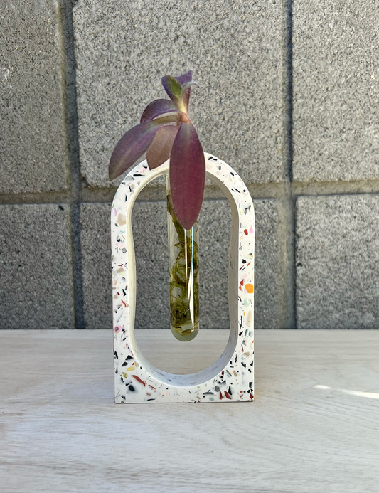 One of a Kind White Terrazzo Arch Propagation Station