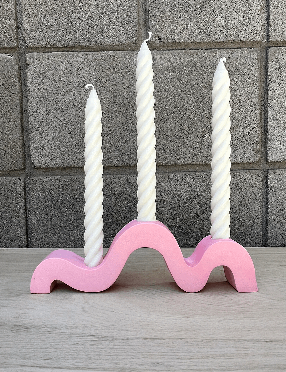 One of a Kind Peppermint Pink Squiggle Candle Holder