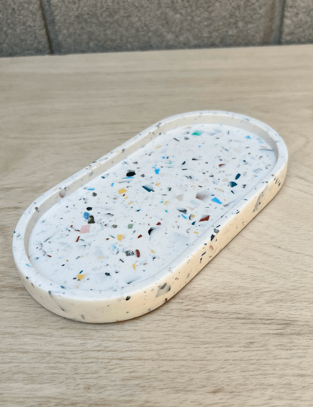 One of a Kind White Terracotta Oval Tray