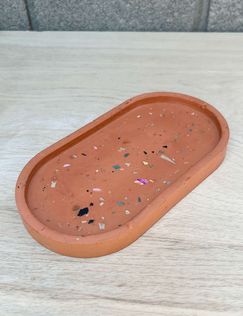 One of a Kind Terracotta Terrazzo Oval Tray